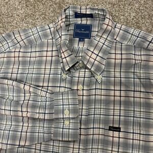 Vintage Faconnable Button Down Shirt Mens XL Plaid Long Sleeve France Design